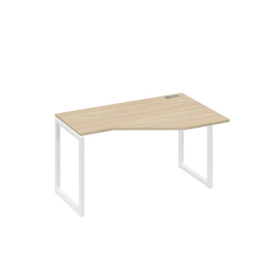 Стол правый "Техно" эргономичный металлокаркас QUATTRO дуб скандинавский / металлокаркас белый А4 Б4 054 ДК