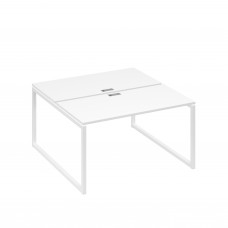 Рабочая станция 2х140 на опорах QUATTRO белый премиум / металлокаркас белый А4 Б4 174 БП