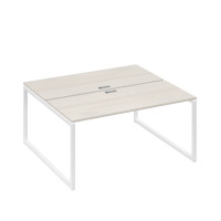 Рабочая станция (2х160) с опорами QUATTRO дуб / металлокаркас белый А4 Б4 175 ДШ