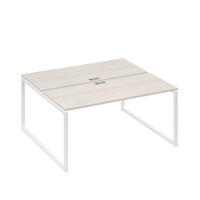 Рабочая станция (2х160) с опорами QUATTRO дуб / металлокаркас белый А4 Б4 175 ДШ