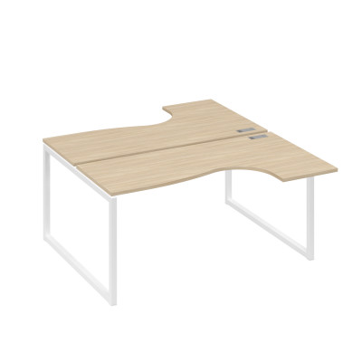 Рабочая станция QUATTRO (2х160) столы Классика эргономичные дуб скандинавский / металлокаркас белый А4 Б4 182 ДК