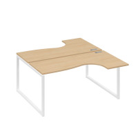 Рабочая станция QUATTRO (2х160) столы Классика эргономичные натуральный дуб / металлокаркас белый А4 Б4 182 НД