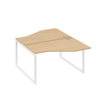 Рабочая станция со столами (2х140) Техно на каркасе QUATTRO натуральный дуб / металлокаркас белый А4 Б4 187 НД