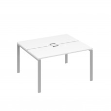 Рабочая станция на каркасе UNO столы 2х140 белый премиум / металлокаркас серый А4 С1 171 БП