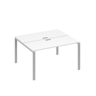Рабочая станция на каркасе UNO столы 2х140 белый премиум / металлокаркас серый А4 С1 171 БП