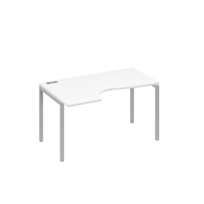 Стол "Классика" эргономичный левый на металлокаркасе DUE белый премиум / металлокаркас серый А4 С2 043 БП