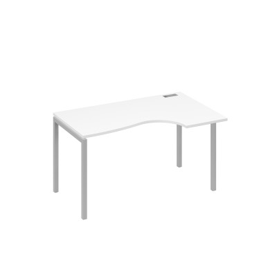Стол на металлокаркасе DUE "Классика" эргономичный правый белый премиум / металлокаркас серый А4 С2 044 БП