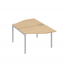 Рабочая станция каркас DUE (2х120) с эргономичными столами Техно натуральный дуб / металлокаркас серый А4 С2 186 НД