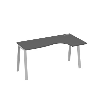 Стол на металлокаркасе TRE эргономичный "Классика" правый антрацит премиум / металлокаркас серый А4 С3 036 АР
