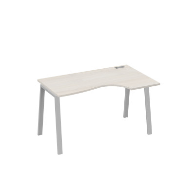 Стол на металлокаркасе TRE эргономичный правый "Классика" дуб / металлокаркас серый А4 С3 044 ДШ