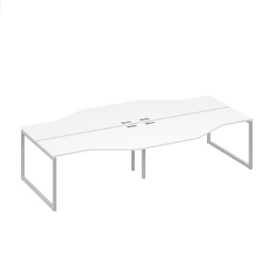 Рабочая станция со столами (4х160) Техно опоры QUATTRO белый премиум / металлокаркас серый А4 С4 188-2 БП