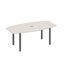 Стол 200x100 для переговоров фигурный на опорах UNO дуб / металлокаркас антрацит А4 А1 113 ДШ