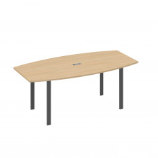 Стол 200x100 для переговоров фигурный на опорах UNO натуральный дуб / металлокаркас антрацит А4 А1 113 НД