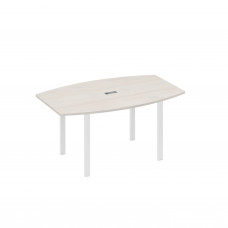 Стол 160 фигурный на металлокаркасе UNO для переговоров дуб / металлокаркас белый А4 Б1 111 ДШ