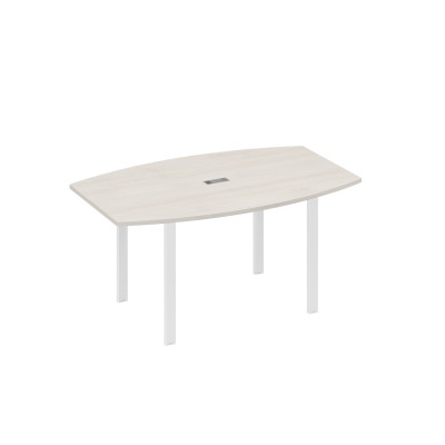 Стол 160 фигурный на металлокаркасе UNO для переговоров дуб / металлокаркас белый А4 Б1 111 ДШ