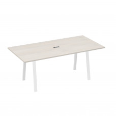 Стол 200 переговорный на металлокаркасе TRE дуб / металлокаркас белый А4 Б3 123 ДШ
