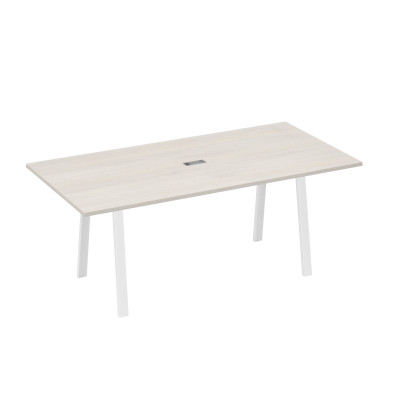 Стол 200 переговорный на металлокаркасе TRE дуб / металлокаркас белый А4 Б3 123 ДШ