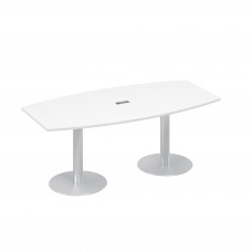 Стол 200x100 на колоннах фигурный для переговоров белый премиум А4 ХР 113 БП