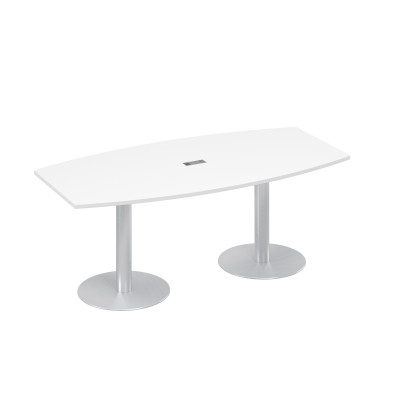 Стол 200x100 на колоннах фигурный для переговоров белый премиум А4 ХР 113 БП