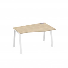 Стол "Техно" на металлокаркасе TRE эргономичный правый дуб скандинавский / металлокаркас белый А4 Б3 064 ДК