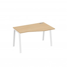 Стол "Техно" на металлокаркасе TRE эргономичный правый натуральный дуб / металлокаркас белый А4 Б3 064 НД