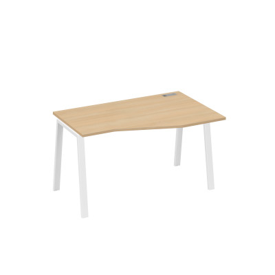 Стол "Техно" на металлокаркасе TRE эргономичный правый натуральный дуб / металлокаркас белый А4 Б3 064 НД