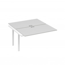 Секция стола рабочей станции 2х140 на каркасе UNO серый / металлокаркас белый А4 Б1 177-1 СЕ