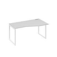 Стол на металлокаркасе QUATTRO эргономичный правый "Техно" серый / металлокаркас белый А4 Б4 066 СЕ