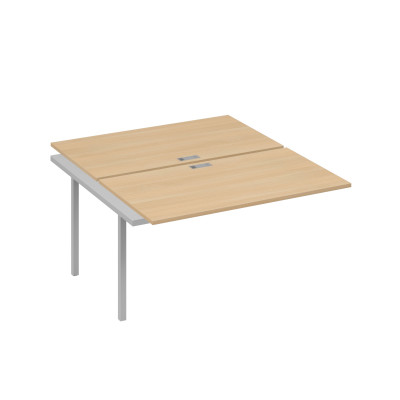 Секция стола рабочей станции 2х140 на каркасе QUATTRO натуральный дуб / металлокаркас серый А4 С4 177-1 НД