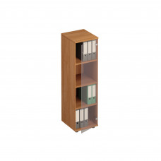 Стеллаж средний узкий со стеклянной дверью ольха европейская ФР 358