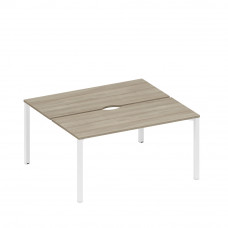 Рабочая станция на металлокаркасе, столешницы с вырезом (2*160) вяз либерти/ белый гладкий А1 БГ 175.2 ВЛ