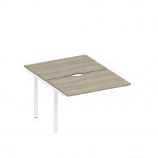 Секция стола рабочей станции на металлокаркасе, столешницы с вырезом вяз либерти/ белый гладкий А1 БГ 176.2-1 ВЛ