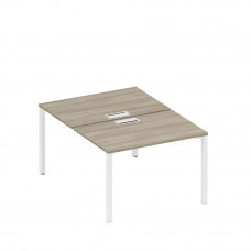 Рабочая станция на металлокаркасе, столешницы с заглушкой (2*120) вяз либерти/ белый гладкий А1 БГ 176 ВЛ