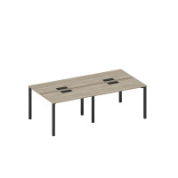 Рабочая станция на металлокаркасе, столешницы с заглушкой (4*120) вяз либерти/ черный гладкий А1 ЧР 170-2 ВЛ