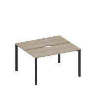 Рабочая станция на металлокаркасе, столешницы с вырезом (2*140) вяз либерти/ черный гладкий А1 ЧР 171.2 ВЛ