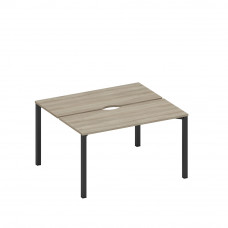 Рабочая станция на металлокаркасе, столешницы с вырезом (2*140) вяз либерти/ черный гладкий А1 ЧР 171.2 ВЛ