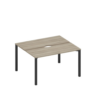 Рабочая станция на металлокаркасе, столешницы с вырезом (2*140) вяз либерти/ черный гладкий А1 ЧР 171.2 ВЛ