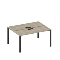 Рабочая станция на металлокаркасе, столешницы с заглушкой (2*160) вяз либерти/ черный гладкий А1 ЧР 172 ВЛ