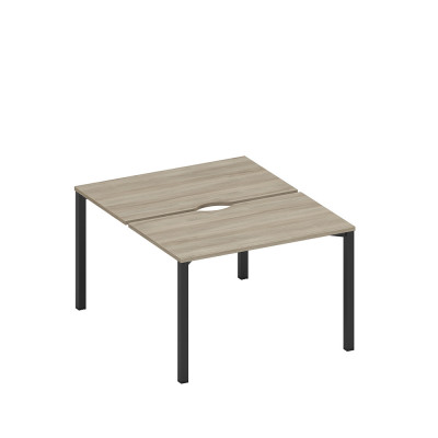 Рабочая станция на металлокаркасе, столешницы с вырезом (2*120) вяз либерти/ черный гладкий А1 ЧР 173.2 ВЛ