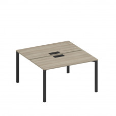 Рабочая станция на металлокаркасе, столешницы с заглушкой (2*140) вяз либерти/ черный гладкий А1 ЧР 174 ВЛ