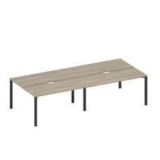 Рабочая станция на металлокаркасе, столешницы с вырезом (4*160) вяз либерти/ черный гладкий А1 ЧР 175.2-2 ВЛ