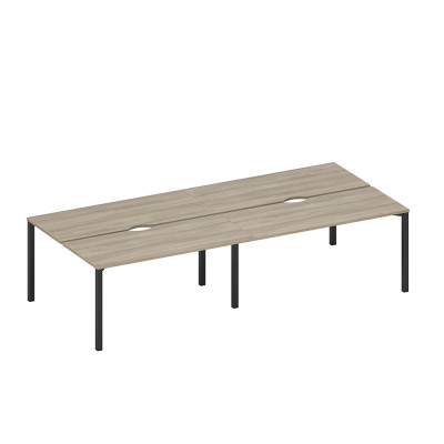 Рабочая станция на металлокаркасе, столешницы с вырезом (4*160) вяз либерти/ черный гладкий А1 ЧР 175.2-2 ВЛ