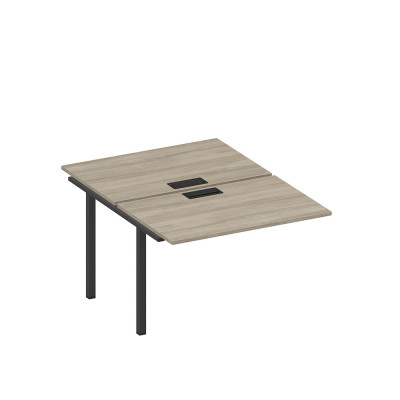 Секция стола рабочей станции на металлокаркасе, столешницы с заглушкой вяз либерти/ черный гладкий А1 ЧР 176-1 ВЛ