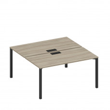 Рабочая станция на металлокаркасе, столешницы с заглушкой (2*160) вяз либерти/ черный гладкий А1 ЧР 178 ВЛ