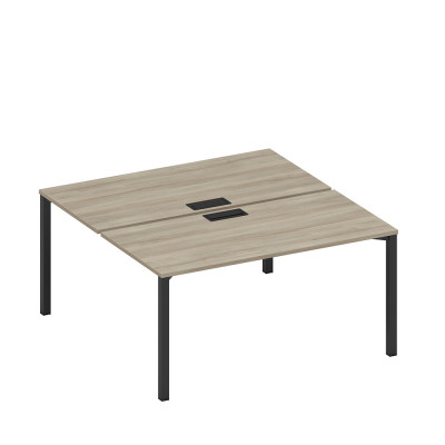 Рабочая станция на металлокаркасе, столешницы с заглушкой (2*160) вяз либерти/ черный гладкий А1 ЧР 178 ВЛ