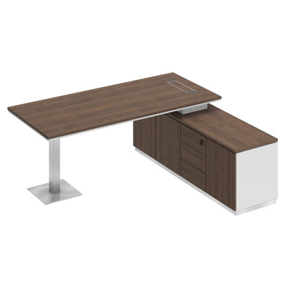 Стол на опорной тумбе для руководителя дуб гладстоун / белый премиум / дуб гладстоун СИ 102 ДГ БП ДГ