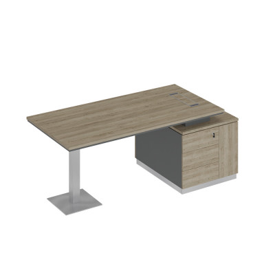 Стол на опорной тумбе дуб гладстоун светлый / антрацит премиум / дуб гладстоун светлый СИ 105 ДС АР ДС