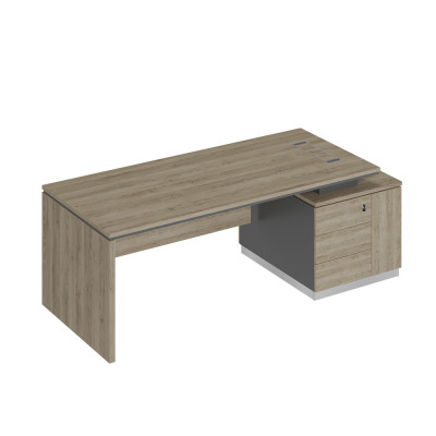 Стол руководителя на опорной тумбе ДСП опора дуб гладстоун светлый / антрацит премиум / дуб гладстоун светлый СИ 111 ДС АР ДС