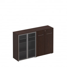 Шкаф комбинированный средний (стекло + закрытый) венге тёмный МЕ 322 ВТ