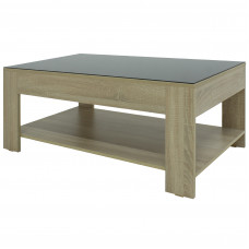 Стол журнальный BeautyStyle - 26 сонома/стекло черное БС-26